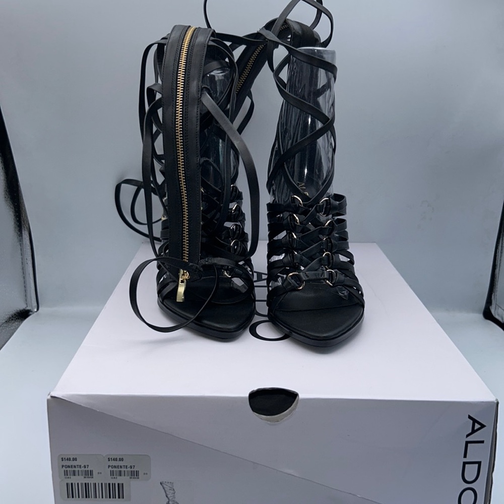 Aldo Black Gladiator Heels NIB